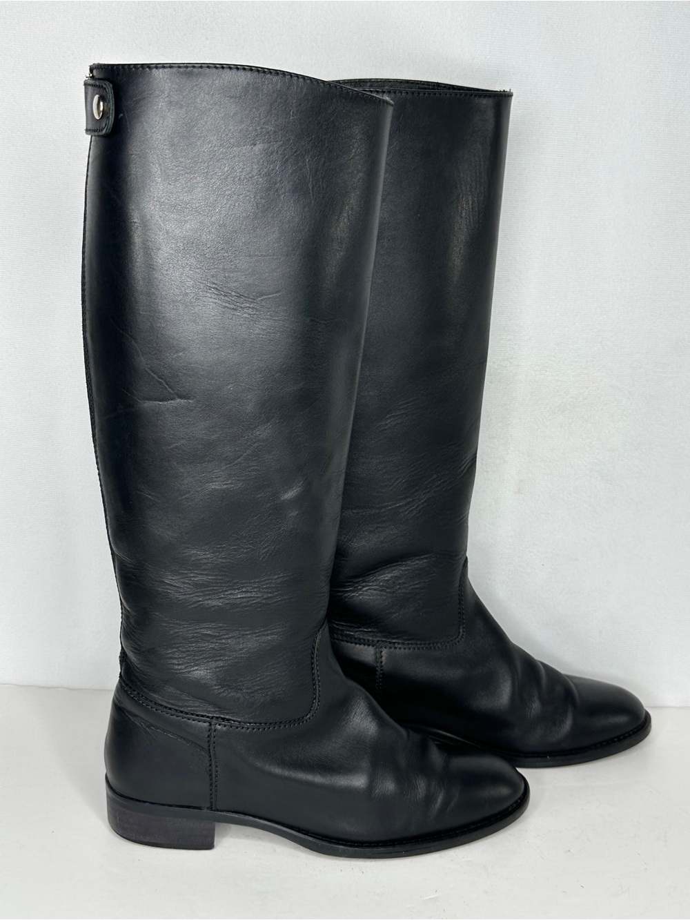 J Crew Field Kindling Black Leather Tall Riding Boots Sz 6
